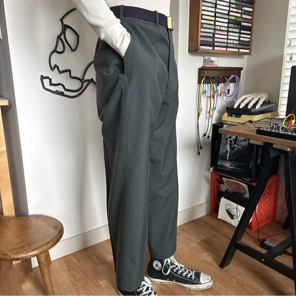 Vintage 60s Military Wool Blend High Waisted Trousers Vietnam Era ~ Size 32 x 29 - Picture 2 of 9